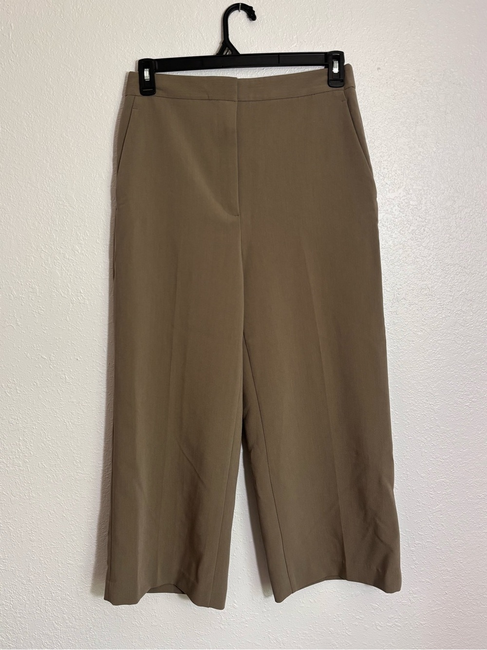 Zara Olive Brown Wide-Leg Cropped Pants